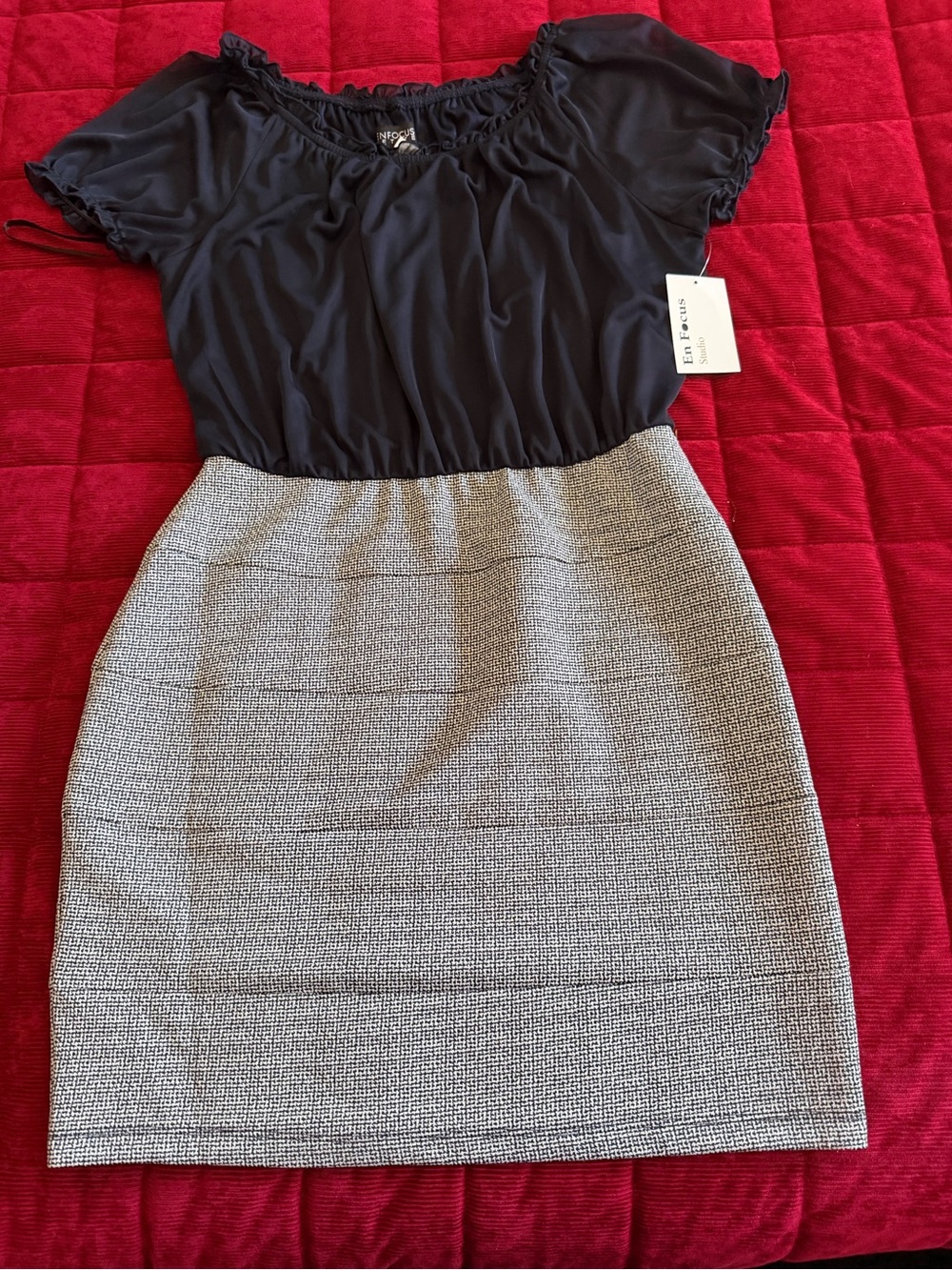 Enfocus Studio Black Satin-Look Dress